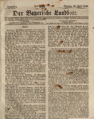 Der Bayerische Landbote Donnerstag 21. April 1842