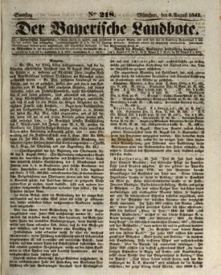 Der Bayerische Landbote Samstag 6. August 1842