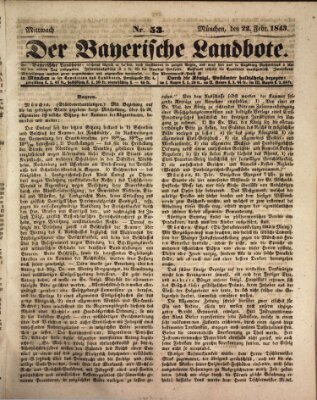 Der Bayerische Landbote Mittwoch 22. Februar 1843