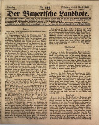 Der Bayerische Landbote Samstag 22. April 1843