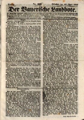 Der Bayerische Landbote Dienstag 27. April 1847