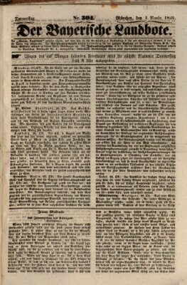 Der Bayerische Landbote Donnerstag 1. November 1849