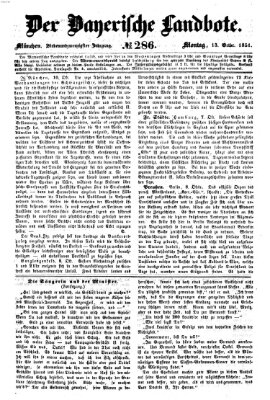 Der Bayerische Landbote Montag 13. Oktober 1851