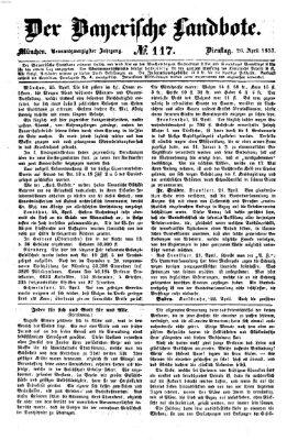 Der Bayerische Landbote Dienstag 26. April 1853