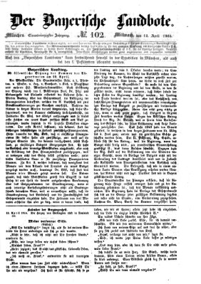 Der Bayerische Landbote Mittwoch 12. April 1865