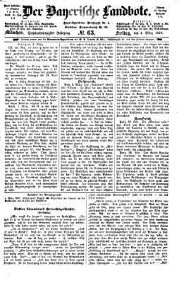 Der Bayerische Landbote Freitag 4. März 1870