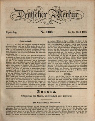 Deutscher Merkur Donnerstag 15. April 1830