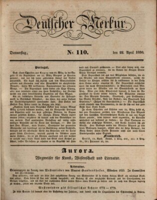 Deutscher Merkur Donnerstag 22. April 1830