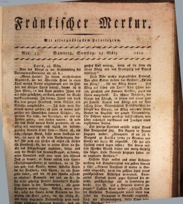 Fränkischer Merkur (Bamberger Zeitung) Samstag 25. März 1815