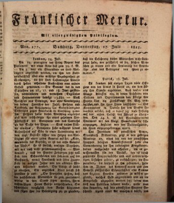 Fränkischer Merkur (Bamberger Zeitung) Donnerstag 27. Juli 1815