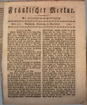 Fränkischer Merkur (Bamberger Zeitung) Samstag 9. Dezember 1815