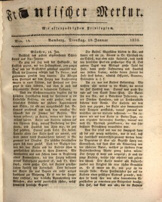 Fränkischer Merkur (Bamberger Zeitung) Dienstag 19. Januar 1830