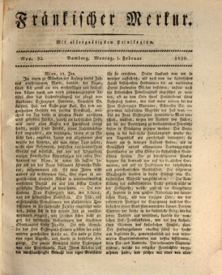 Fränkischer Merkur (Bamberger Zeitung) Montag 1. Februar 1830