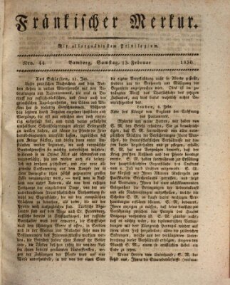 Fränkischer Merkur (Bamberger Zeitung) Samstag 13. Februar 1830