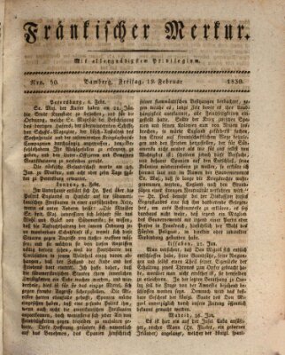 Fränkischer Merkur (Bamberger Zeitung) Freitag 19. Februar 1830