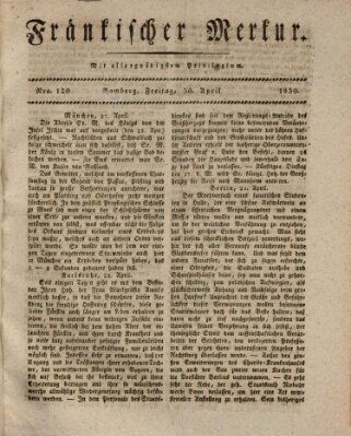 Fränkischer Merkur (Bamberger Zeitung) Freitag 30. April 1830