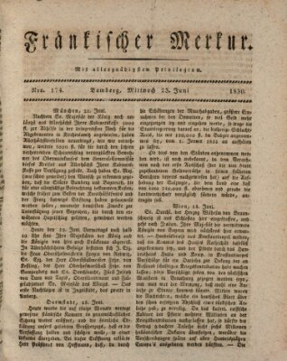 Fränkischer Merkur (Bamberger Zeitung) Mittwoch 23. Juni 1830
