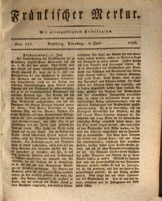 Fränkischer Merkur (Bamberger Zeitung) Dienstag 6. Juli 1830