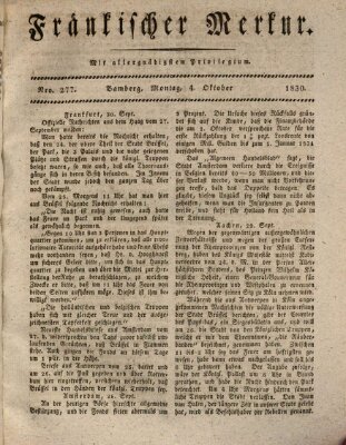 Fränkischer Merkur (Bamberger Zeitung) Montag 4. Oktober 1830