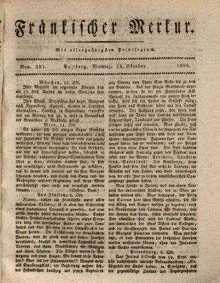 Fränkischer Merkur (Bamberger Zeitung) Montag 18. Oktober 1830