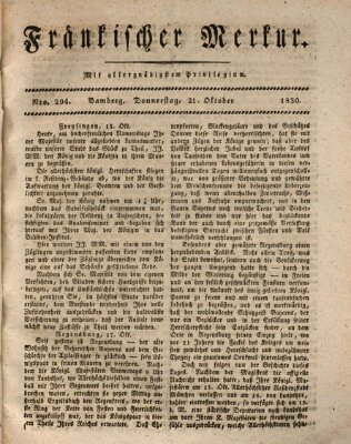 Fränkischer Merkur (Bamberger Zeitung) Donnerstag 21. Oktober 1830