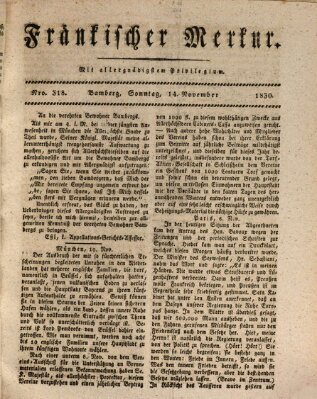 Fränkischer Merkur (Bamberger Zeitung) Sonntag 14. November 1830