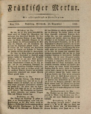 Fränkischer Merkur (Bamberger Zeitung) Mittwoch 29. Dezember 1830