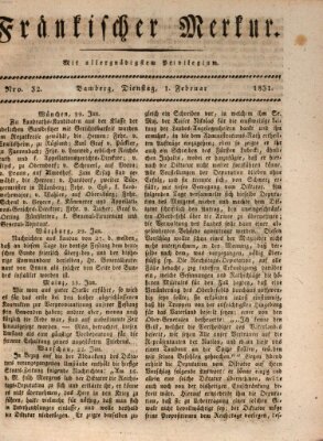 Fränkischer Merkur (Bamberger Zeitung) Dienstag 1. Februar 1831