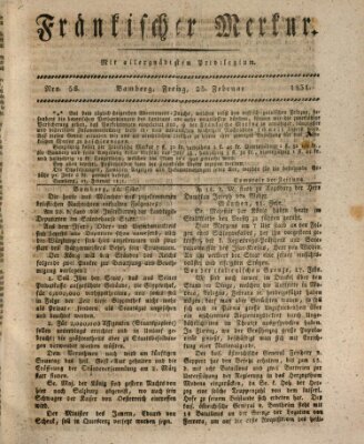 Fränkischer Merkur (Bamberger Zeitung) Freitag 25. Februar 1831