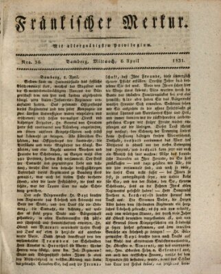 Fränkischer Merkur (Bamberger Zeitung) Mittwoch 6. April 1831