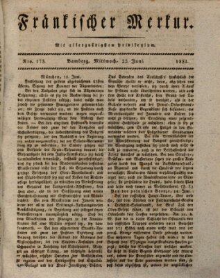 Fränkischer Merkur (Bamberger Zeitung) Mittwoch 22. Juni 1831