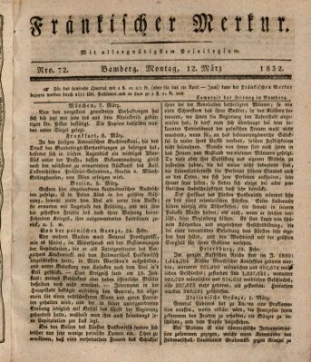 Fränkischer Merkur (Bamberger Zeitung) Montag 12. März 1832