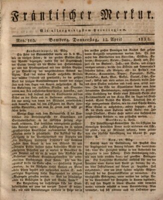 Fränkischer Merkur (Bamberger Zeitung) Donnerstag 12. April 1832