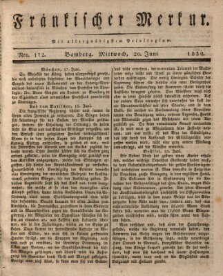 Fränkischer Merkur (Bamberger Zeitung) Mittwoch 20. Juni 1832