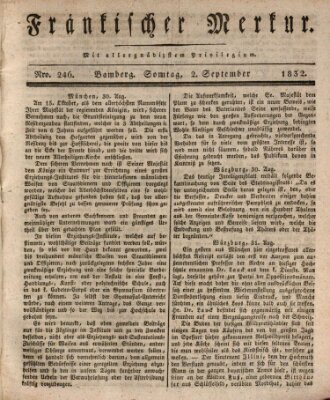Fränkischer Merkur (Bamberger Zeitung) Sonntag 2. September 1832