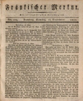 Fränkischer Merkur (Bamberger Zeitung) Samstag 15. September 1832