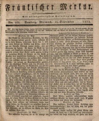 Fränkischer Merkur (Bamberger Zeitung) Mittwoch 19. September 1832