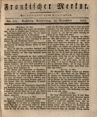 Fränkischer Merkur (Bamberger Zeitung) Donnerstag 15. November 1832