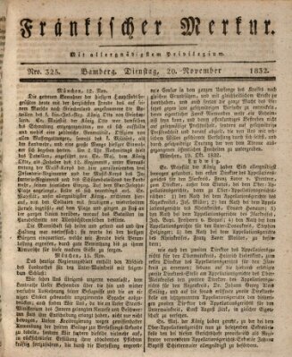 Fränkischer Merkur (Bamberger Zeitung) Dienstag 20. November 1832