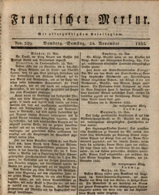 Fränkischer Merkur (Bamberger Zeitung) Samstag 24. November 1832
