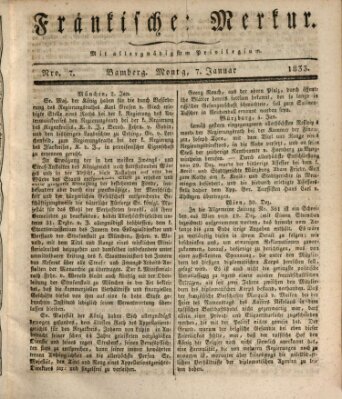 Fränkischer Merkur (Bamberger Zeitung) Montag 7. Januar 1833