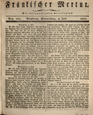 Fränkischer Merkur (Bamberger Zeitung) Donnerstag 4. Juli 1833