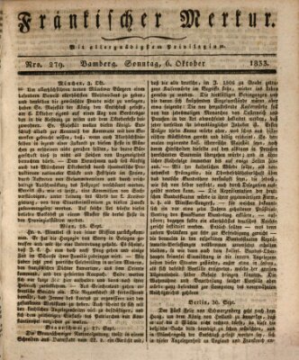 Fränkischer Merkur (Bamberger Zeitung) Sonntag 6. Oktober 1833
