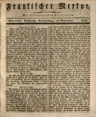 Fränkischer Merkur (Bamberger Zeitung) Donnerstag 14. November 1833