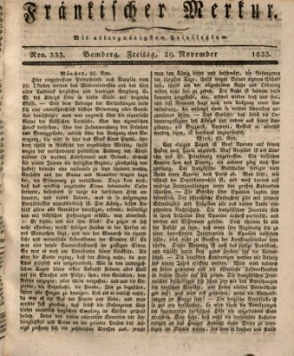 Fränkischer Merkur (Bamberger Zeitung) Freitag 29. November 1833