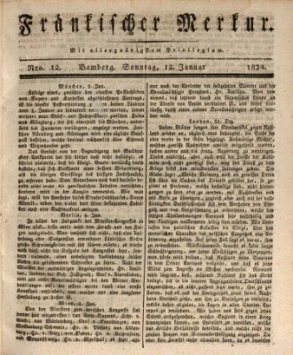 Fränkischer Merkur (Bamberger Zeitung) Sonntag 12. Januar 1834