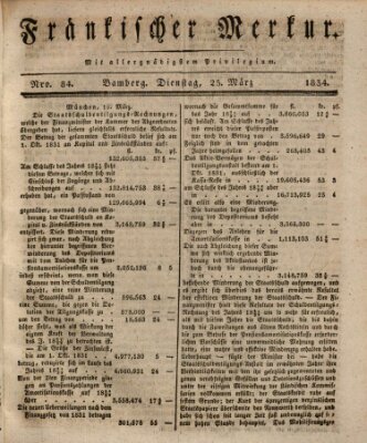 Fränkischer Merkur (Bamberger Zeitung) Dienstag 25. März 1834