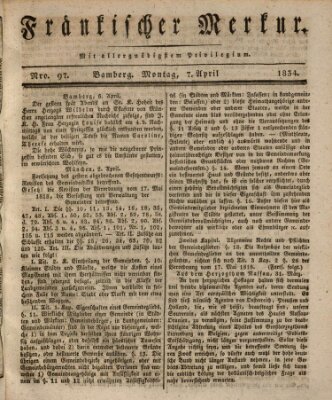 Fränkischer Merkur (Bamberger Zeitung) Montag 7. April 1834