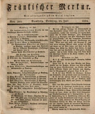 Fränkischer Merkur (Bamberger Zeitung) Sonntag 20. Juli 1834