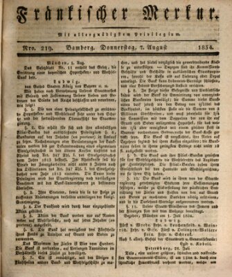 Fränkischer Merkur (Bamberger Zeitung) Donnerstag 7. August 1834